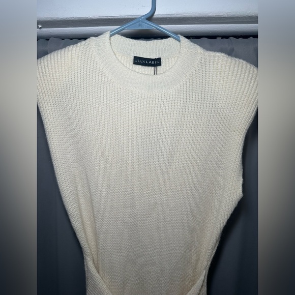 JLUXLABEL Ivory Ribbed Knit Side Slit Maxi  Sweater Dress Size M - Picture 6 of 15